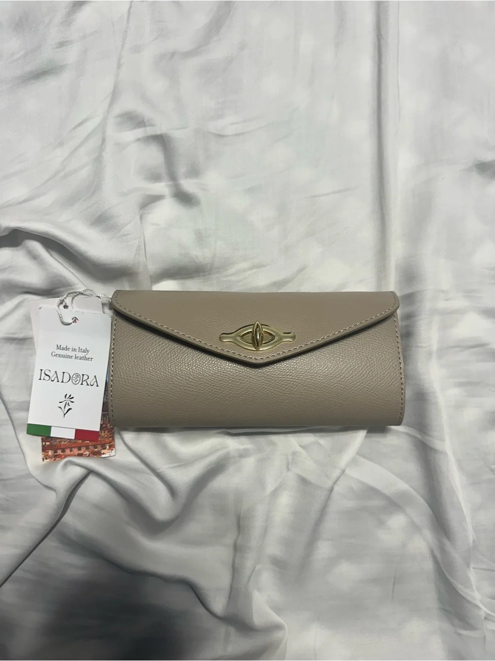 Beige Genuine Leather Clutch